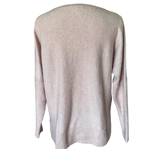 Chicos Pink Knit Sweater Size 1 M Ribbed Hem & Sleeves Relaxed Cotton & Acrylic - Picture 8 of 9
